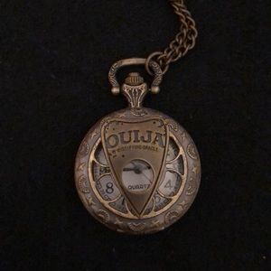 Spooky goth ouija clock necklace